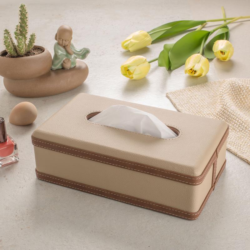 LUXETISSUE – Handgefertigte Taschentuchbox aus Kunstleder für stilvolle Organisation 8
