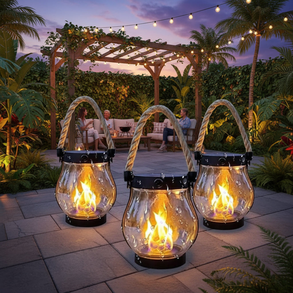 GARDENFLARE – Lanterna LED sospesa con effetto fiamma per esterni