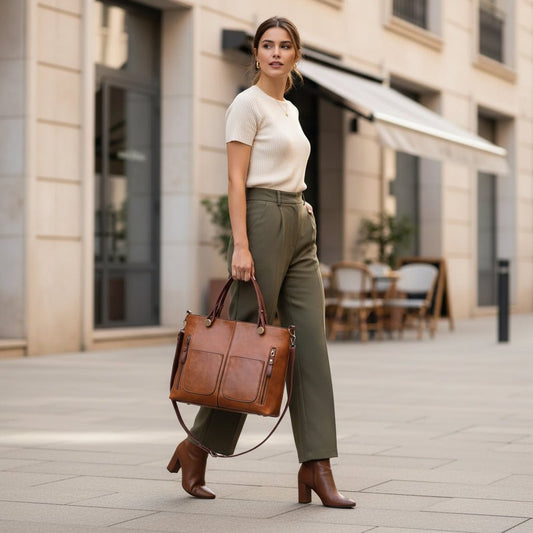 Leder-Umhängetasche Damen mit Verstellbarem Gürtel und Elegantem Design 1