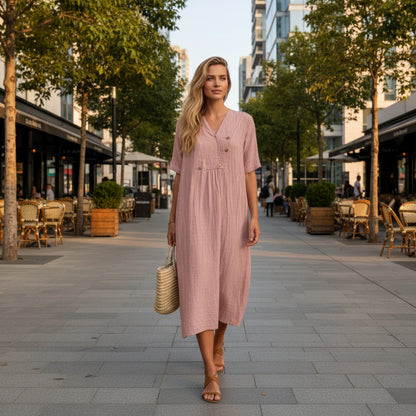 Leichtes A-Linien Damenkleid mit V-Ausschnitt und Taschen für Sommerkomfort 5