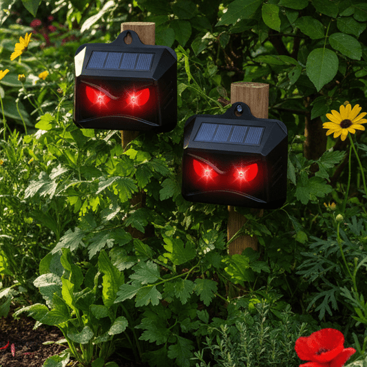 ECOREPEL – Lot de 2 répulsifs ultrasoniques solaires pour animaux, jardin et extérieur