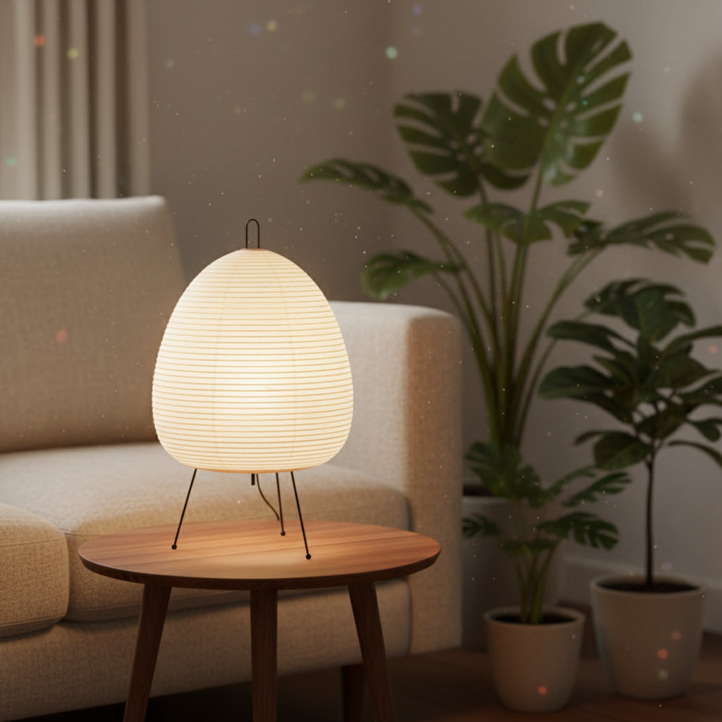 Lumirice - Elegante Tischlampe Aus Reispapier Im Japanischen Design, LED Tischleuchte Für Sanfte Beleuchtung 0
