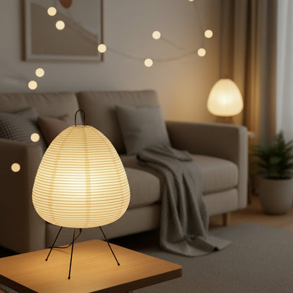 Lumirice - Elegante Tischlampe Aus Reispapier Im Japanischen Design, LED Tischleuchte Für Sanfte Beleuchtung 1