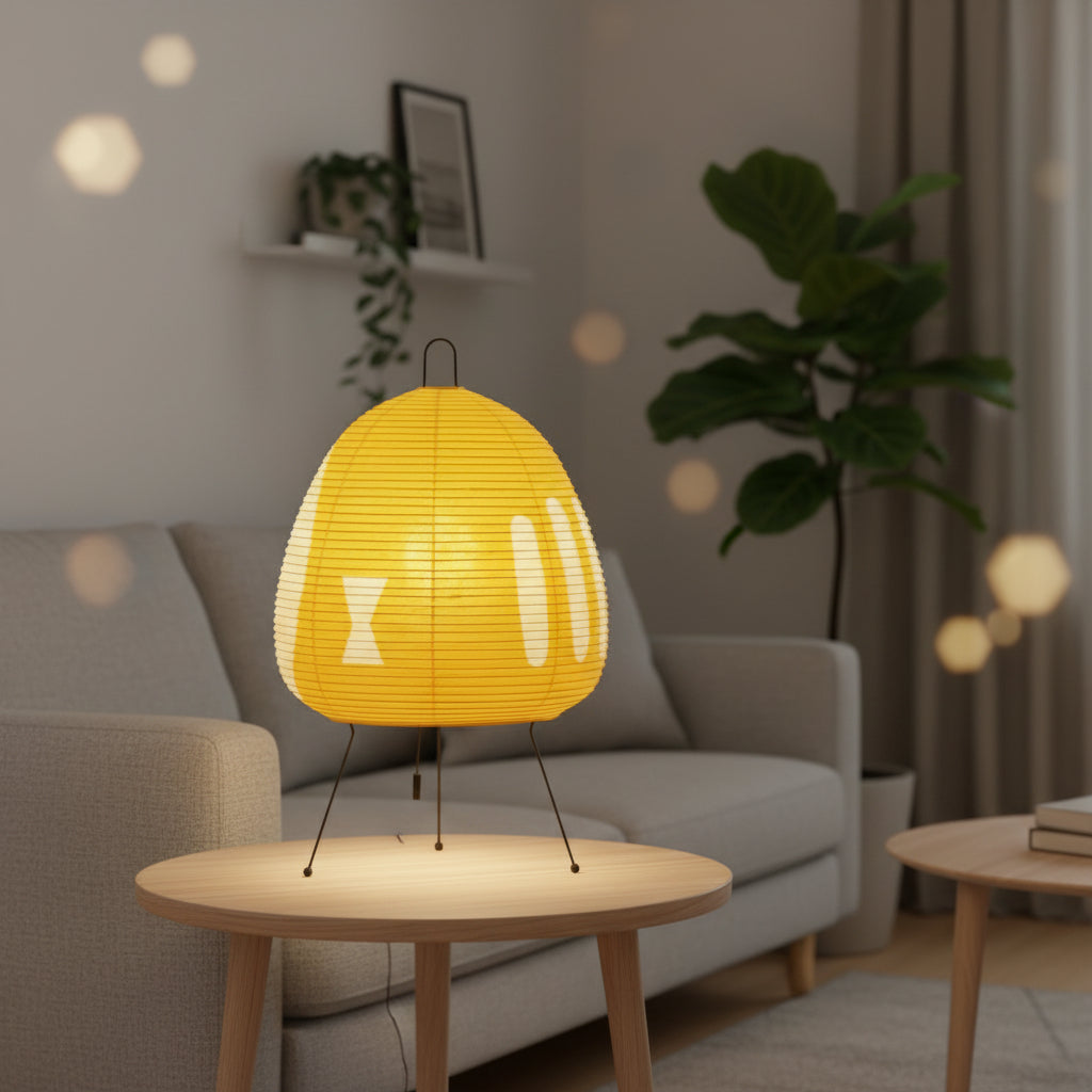 Lumirice - Elegante Tischlampe Aus Reispapier Im Japanischen Design, LED Tischleuchte Für Sanfte Beleuchtung 11