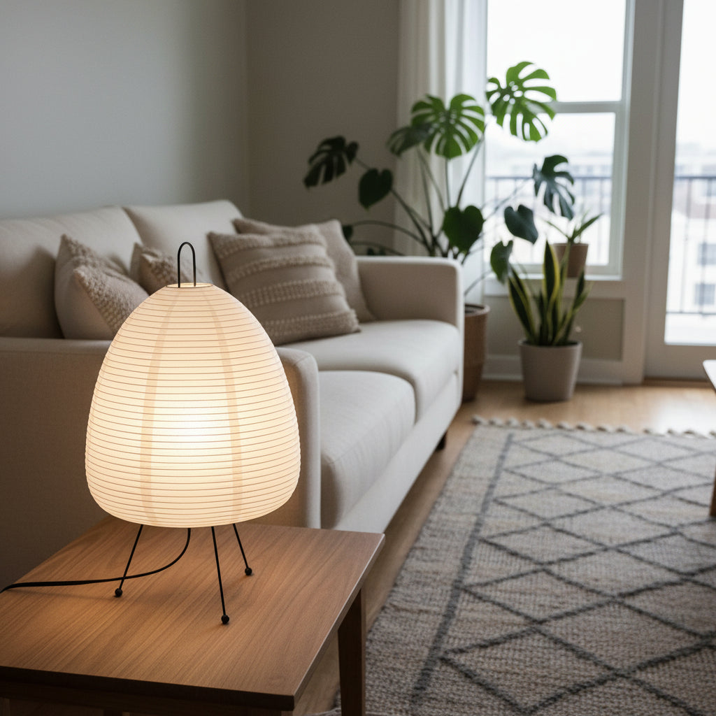 Lumirice - Elegante Tischlampe Aus Reispapier Im Japanischen Design, LED Tischleuchte Für Sanfte Beleuchtung 2