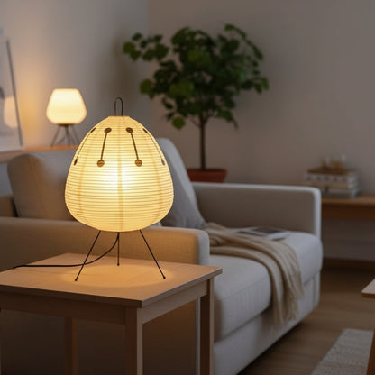 Lumirice - Elegante Tischlampe Aus Reispapier Im Japanischen Design, LED Tischleuchte Für Sanfte Beleuchtung 3