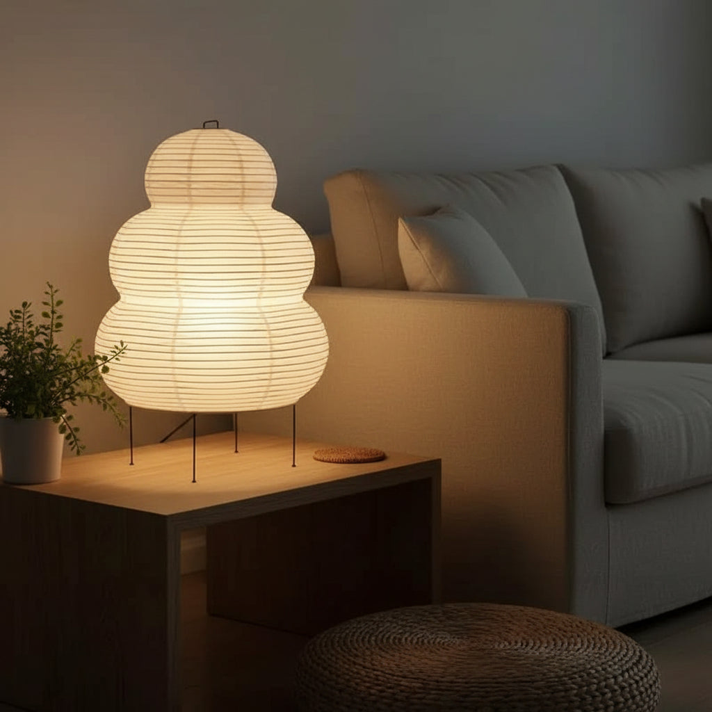 Lumirice - Elegante Tischlampe Aus Reispapier Im Japanischen Design, LED Tischleuchte Für Sanfte Beleuchtung 5