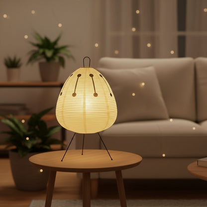 Lumirice - Elegante Tischlampe Aus Reispapier Im Japanischen Design, LED Tischleuchte Für Sanfte Beleuchtung 7