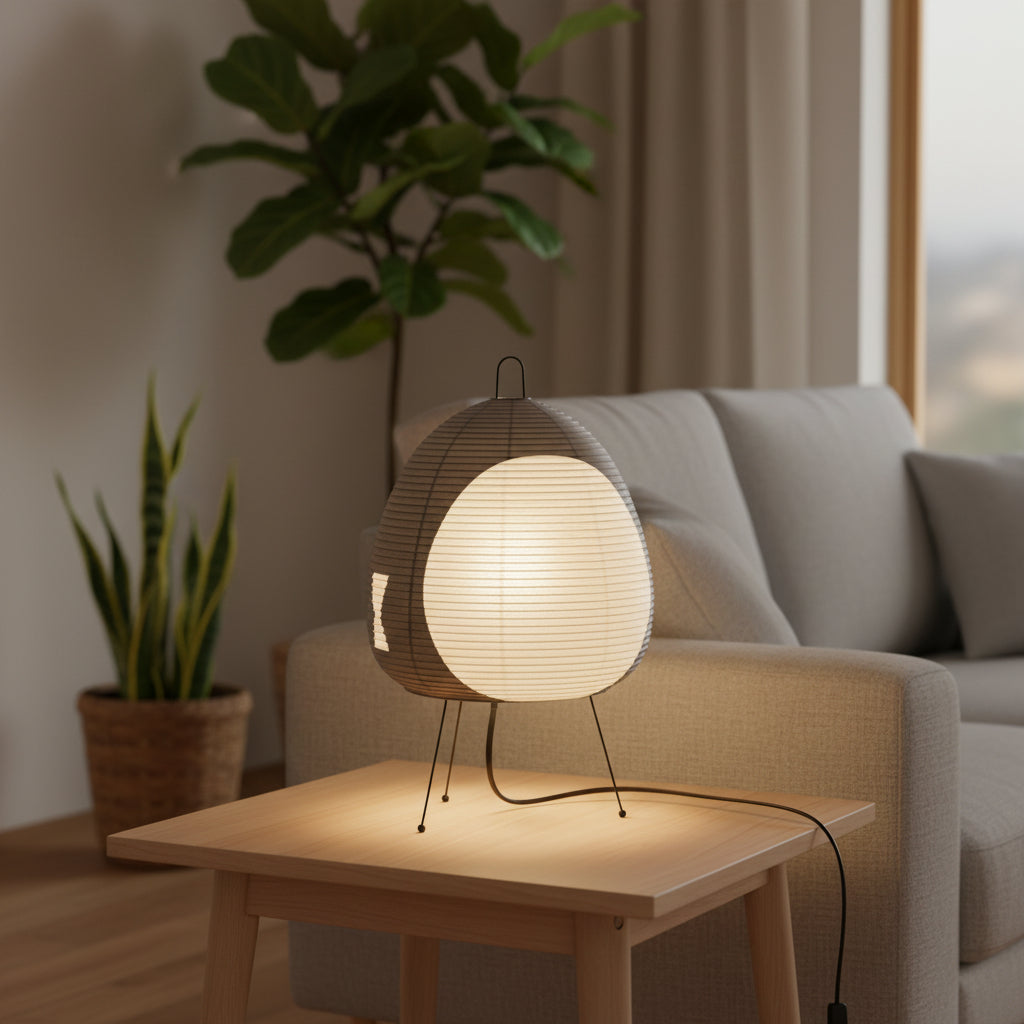 Lumirice - Elegante Tischlampe Aus Reispapier Im Japanischen Design, LED Tischleuchte Für Sanfte Beleuchtung 9