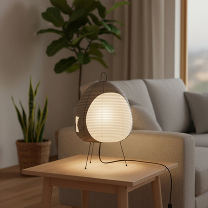 Lumirice - Elegante Tischlampe Aus Reispapier Im Japanischen Design, LED Tischleuchte Für Sanfte Beleuchtung 9