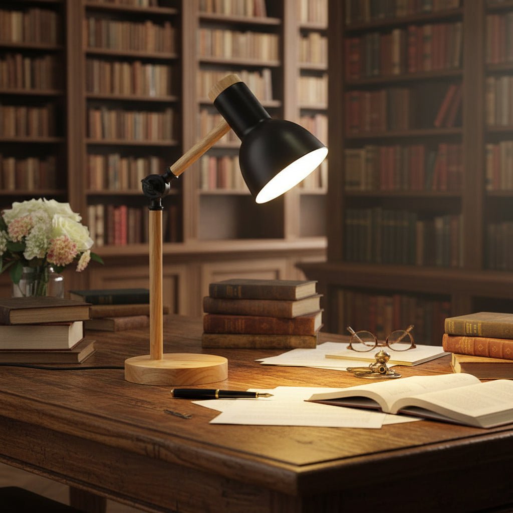 LUMOWOOD Desk Lamp – Verstellbare Holz-Tischlampe im skandinavischen Stil für stilvolle Beleuchtung