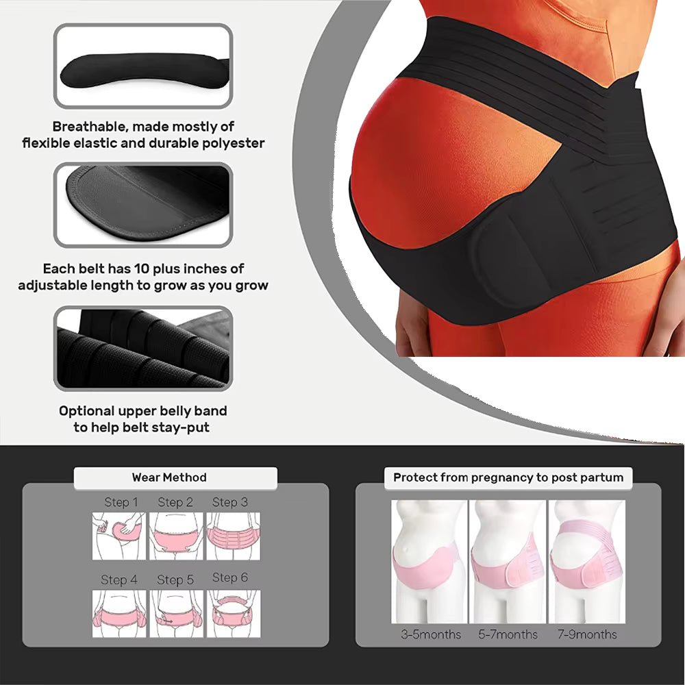 BUMBELLA – 3-in-1 Pregnancy Support Belt for Comfort & Stability, Adjustable & Breathable