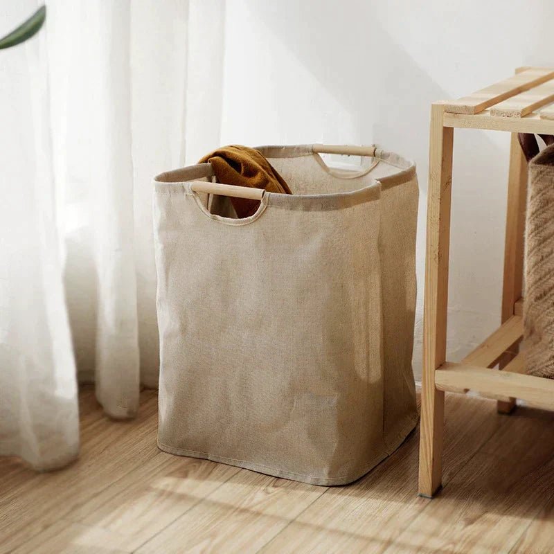 LuxeFold Hamper – Eleganter Wäschekorb aus Baumwolle und Leinen 0