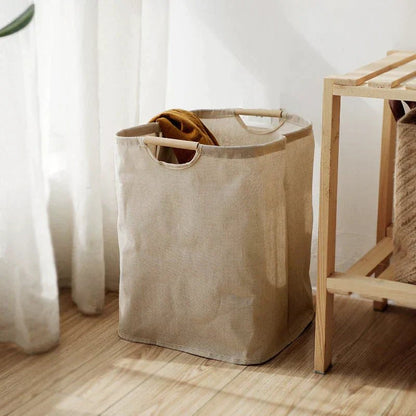 LuxeFold Hamper – Eleganter Wäschekorb aus Baumwolle und Leinen 0
