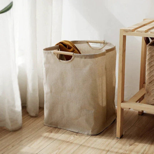 LuxeFold Hamper – Eleganter Wäschekorb aus Baumwolle und Leinen 0
