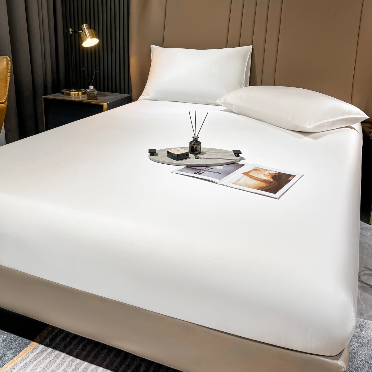 Luxus Spannbettlaken 180x200 aus Maulbeerseide mit tiefem Taschendesign 12