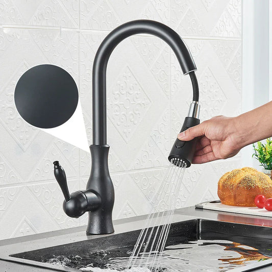 GOLDSTREAM Kitchen Mixer - Luxurious kitchen tap with pull-out spray & swivel function in a golden finish