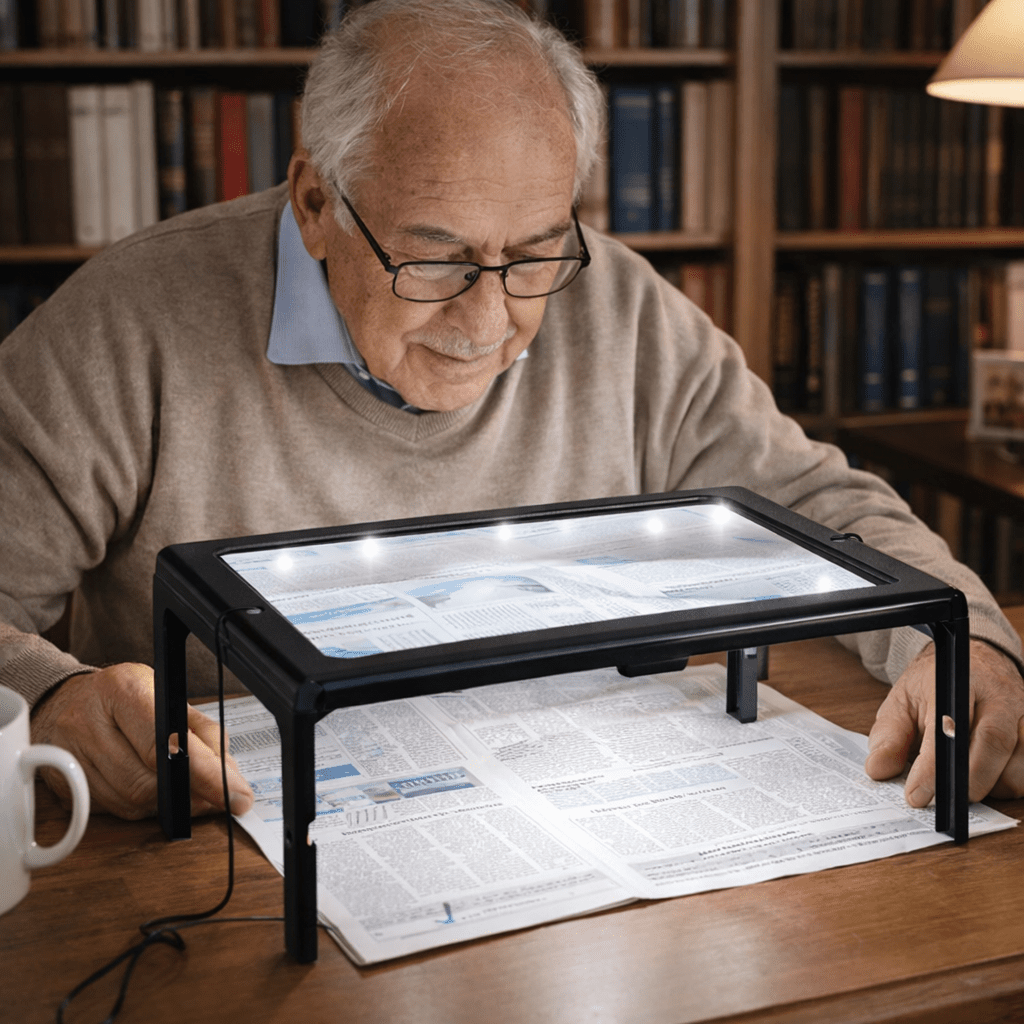 MAGNADESK – Faltbare 3-fache Tischlupe mit LED-Beleuchtung 0