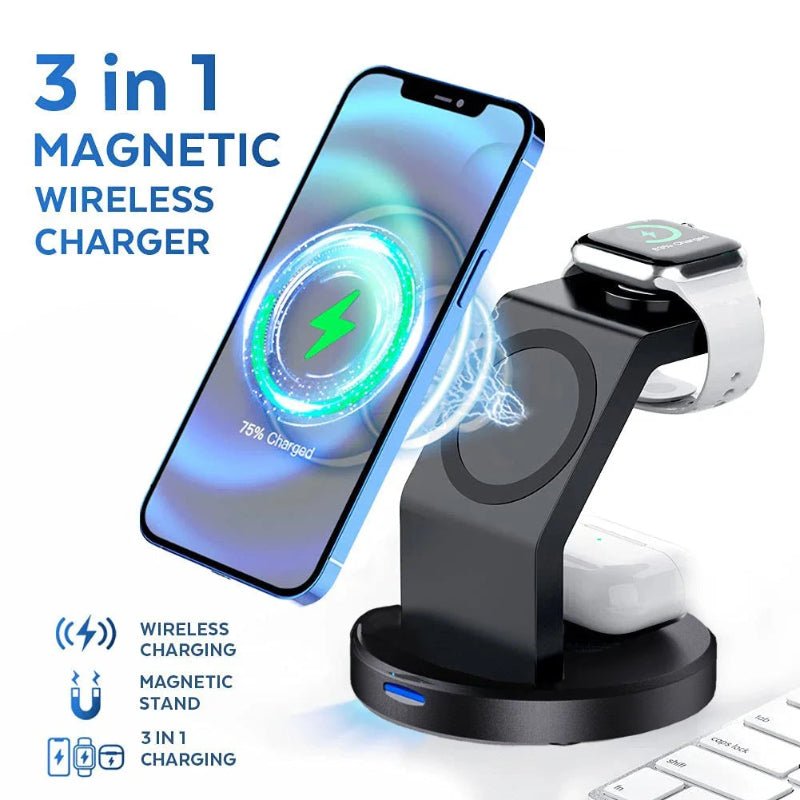 MAGNIDOCK – 3-in-1 Magnetischer kabelloser Ladeständer für Apple 3
