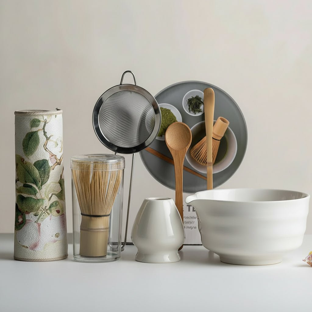 MATCHÉRA – Traditionelles Matcha-Set, 8-teiliges Grüntee-Set mit Sakura-Schale und Bambusbesen 6