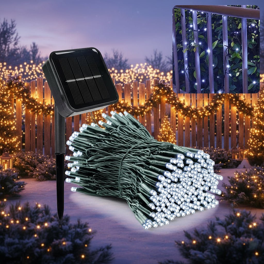 MERRYGLOW – Solar-LED-Weihnachtsgirlande mit 300 Lichtern, 8 Modi, IP65 wetterfest 0