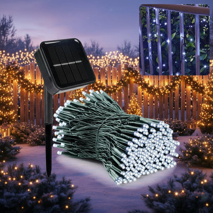 MERRYGLOW – Solar-LED-Weihnachtsgirlande mit 300 Lichtern, 8 Modi, IP65 wetterfest 0