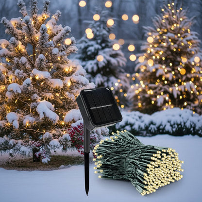 MERRYGLOW – Solar-LED-Weihnachtsgirlande mit 300 Lichtern, 8 Modi, IP65 wetterfest 4