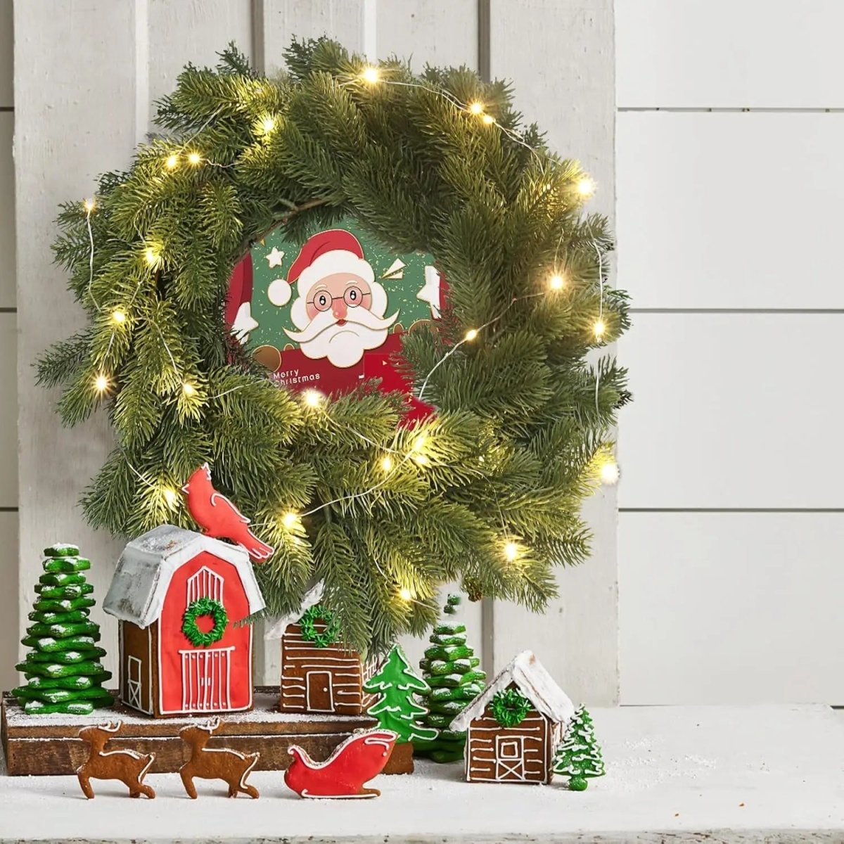 MERRY ARC – Künstlicher Weihnachtskranz (190 cm) mit warmweißen LED-Lichterketten 3