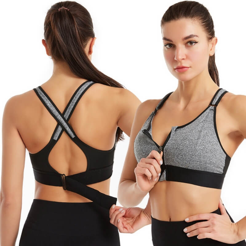 MIRA - Sports bra with front zip and high support
