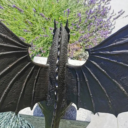 Magische Drachenstatue aus Kunstharz - Wetterfestes Gartendekor mit Bronzeoptik 3