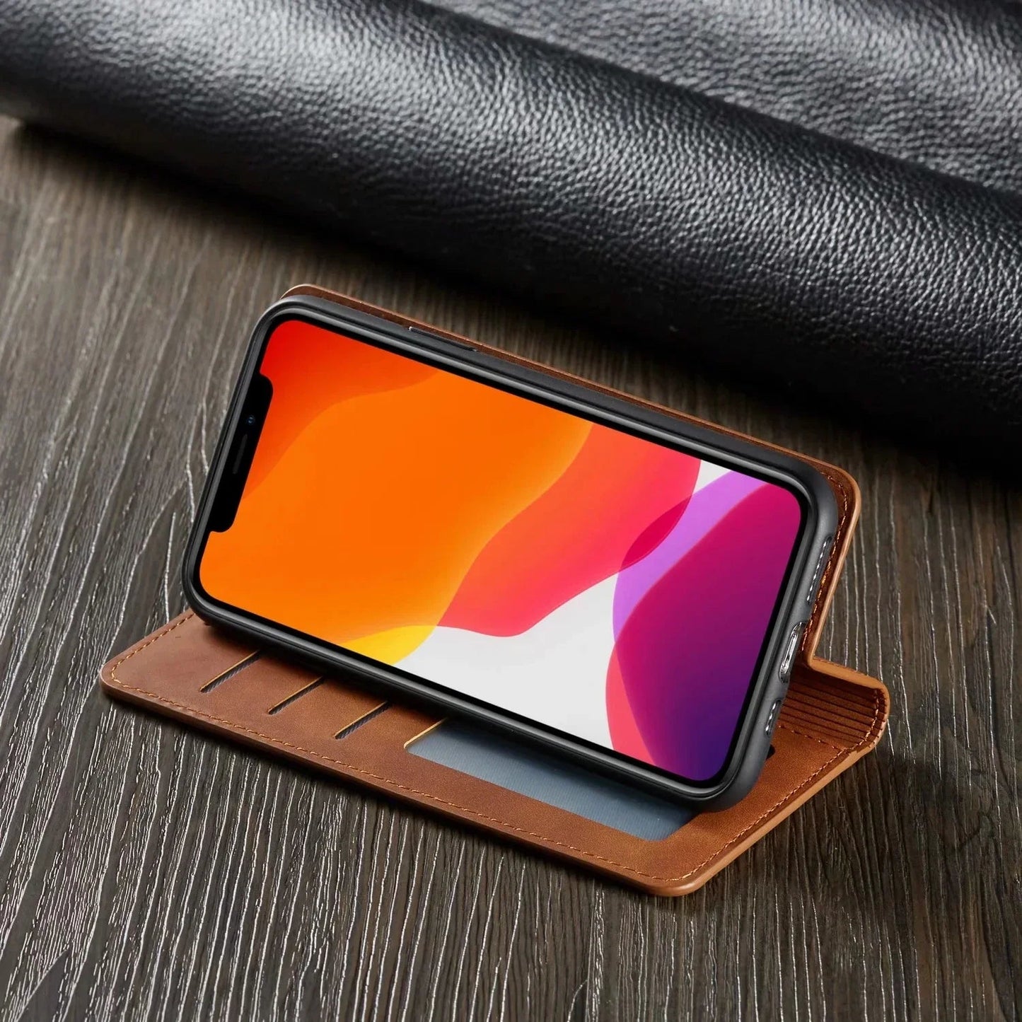 Magnetische leren iPhone-hoes – elegante leren hoes met magneetsluiting voor optimale bescherming