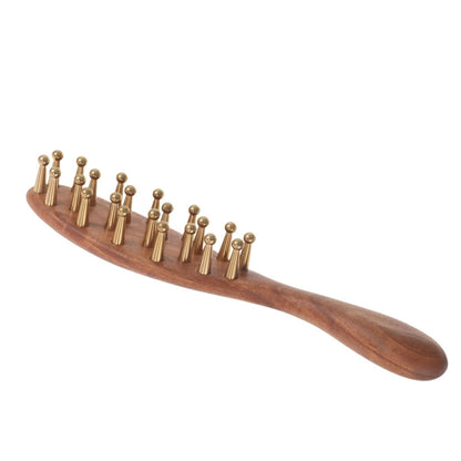 CALMROOT – Peine de masaje de madera de rosa para la estimulación del cuero cabelludo y la relajación