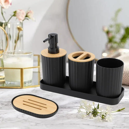 CERAVIA – White Bathroom Set with Soap Dish, Dispenser, and Cup for Elegant Bathroom Decoration
