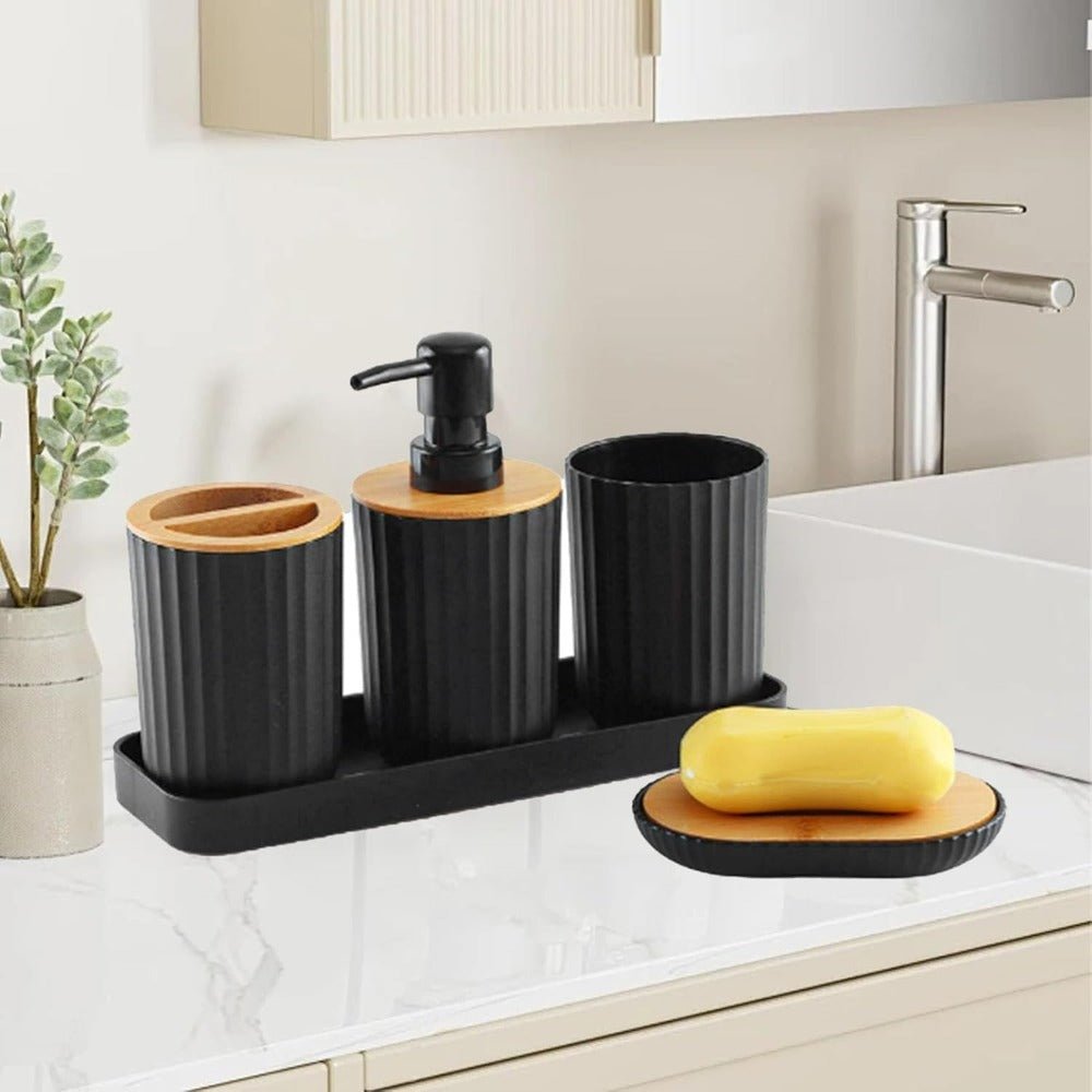 CERAVIA – White Bathroom Set with Soap Dish, Dispenser, and Cup for Elegant Bathroom Decoration