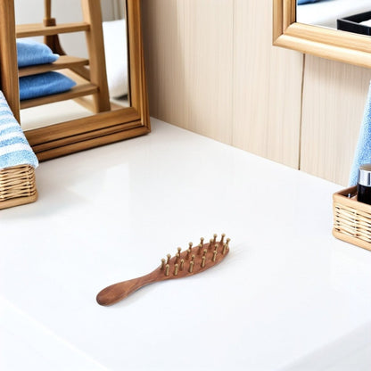 CALMROOT – Peine de masaje de madera de rosa para la estimulación del cuero cabelludo y la relajación