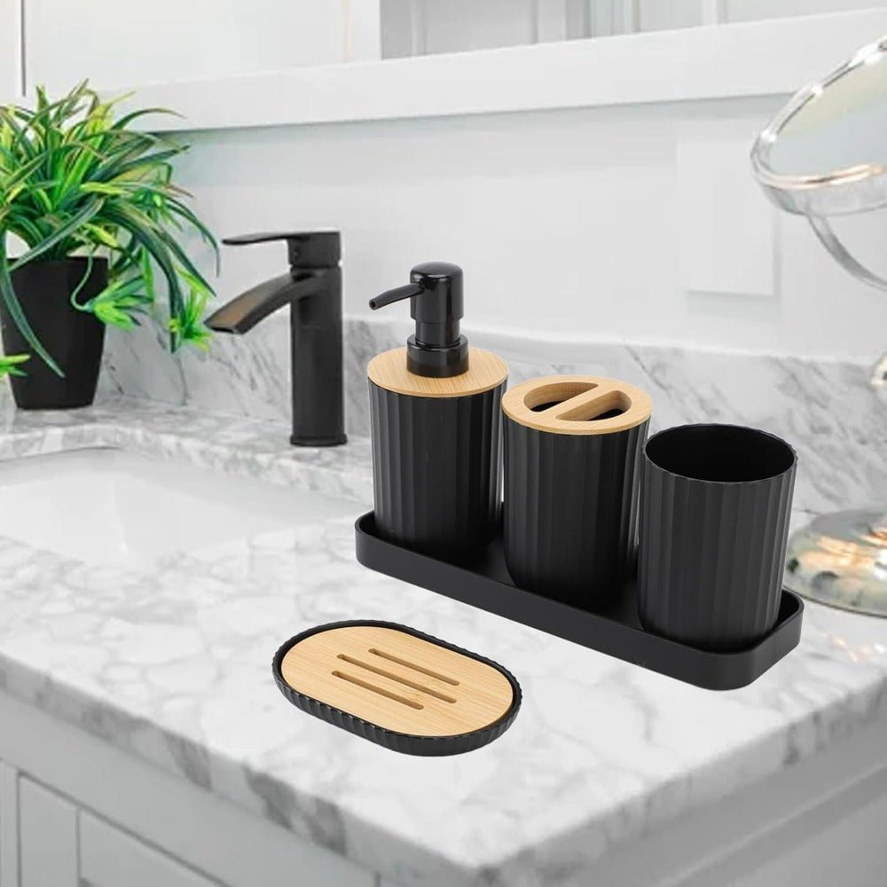 CERAVIA – White Bathroom Set with Soap Dish, Dispenser, and Cup for Elegant Bathroom Decoration