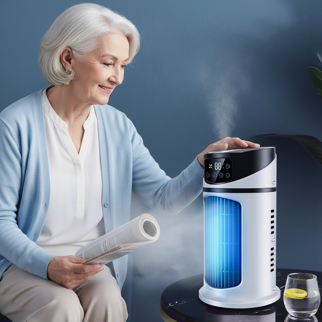 FRESHFLOW – Tragbarer Verdunstungs-Luftkühler mit Ventilator und Luftbefeuchtung