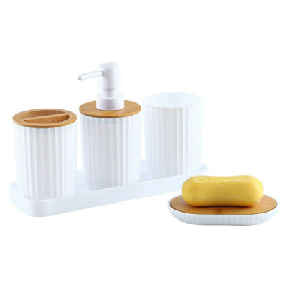 CERAVIA – White Bathroom Set with Soap Dish, Dispenser, and Cup for Elegant Bathroom Decoration