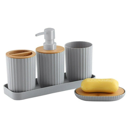 CERAVIA – White Bathroom Set with Soap Dish, Dispenser, and Cup for Elegant Bathroom Decoration