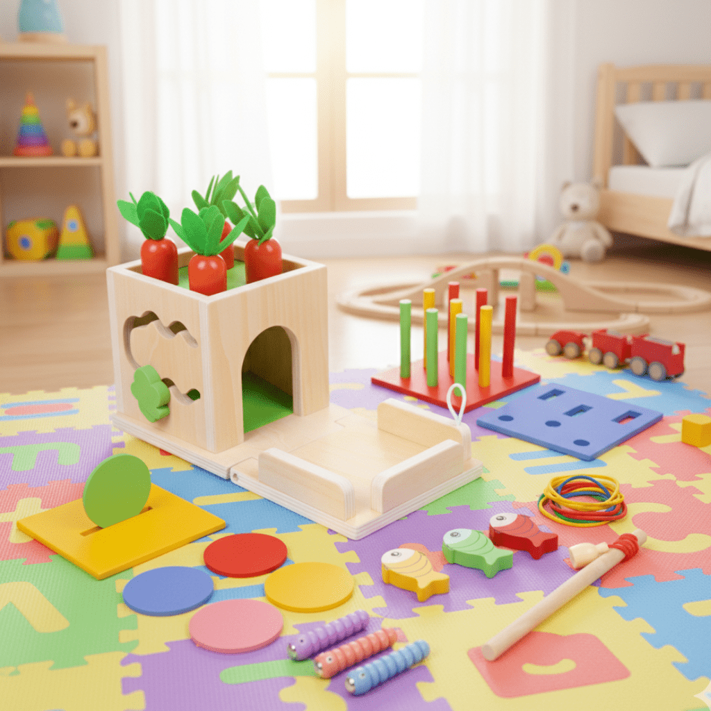 ActivityCube - Scatola dei giocattoli Montessori con 8 attività di apprendimento per bambini