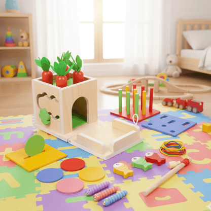 ActivityCube - Scatola dei giocattoli Montessori con 8 attività di apprendimento per bambini