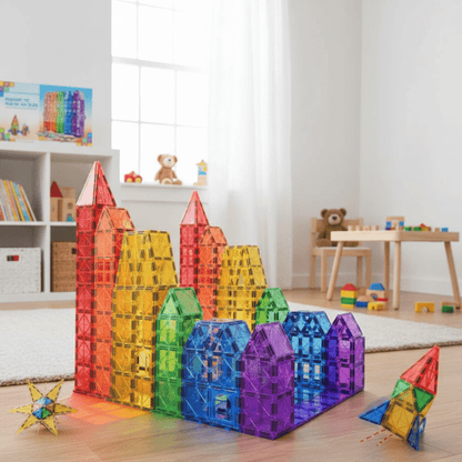 MagnaMonti Tiles - Jeu de construction magnétique de style Montessori pour les enfants créatifs