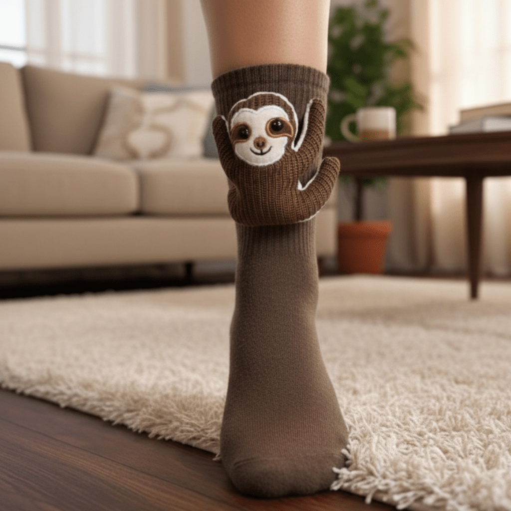 HUGFOOT – Kuschelige Haussocken mit Niedlichem 3D-Tierakzent & Sicherer Rutschfester Sohle