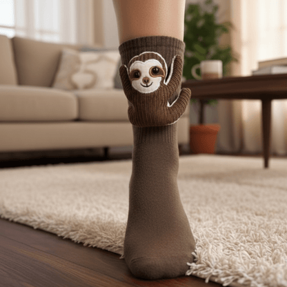 HUGFOOT – Kuschelige Haussocken mit Niedlichem 3D-Tierakzent & Sicherer Rutschfester Sohle