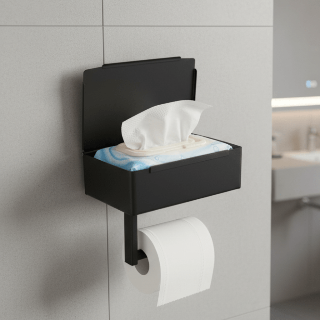 StahlDeluxe Toiletpapierhouder – roestvrij staal met multifunctioneel opbergvak voor uw badkamer