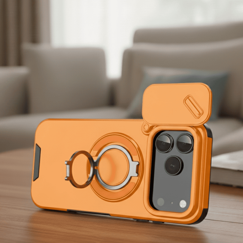 IRONMAG – Custodia resistente agli urti con supporto ad anello magnetico per iPhone 17