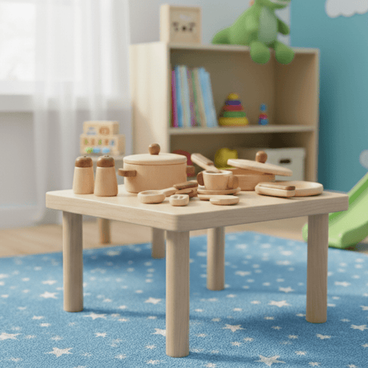 CooknTimber Kinderküche aus Holz – Kreatives Rollenspiel-Spielzeug im Baumstamm-Design, ab 3 Jahren