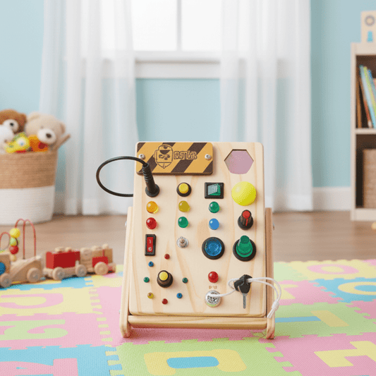 BrightStart Montessori Board – Lernspielzeug mit LEDs & Schaltern für Kleinkinder
