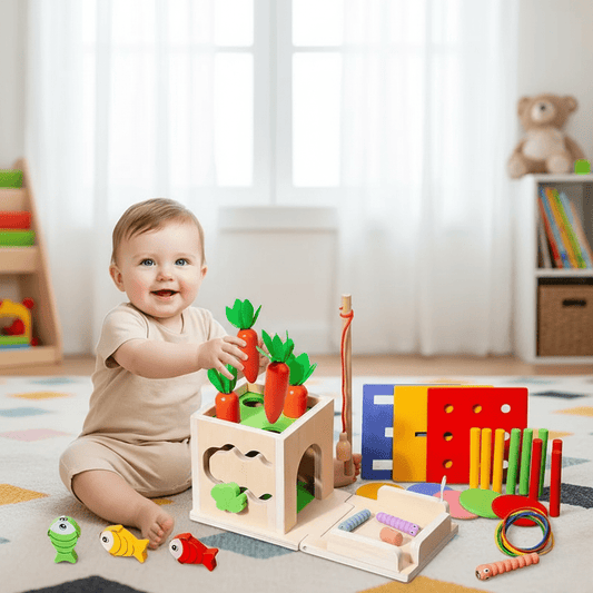 TinyTrail PlayCube – 8-in-1 Montessori-Spielbox für Babys – Fördert Entwicklung und Kreativität