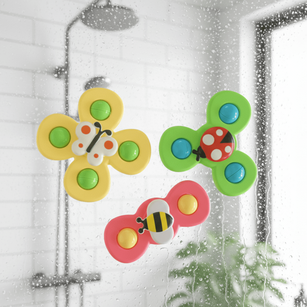 Spinbuddies – Fidget-spinner coloré insecte, jouet de bain éducatif pour enfants